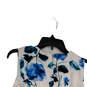 Womens White Blue Floral Sleeveless Waist Belted A-Line Dress Size 10 image number 4