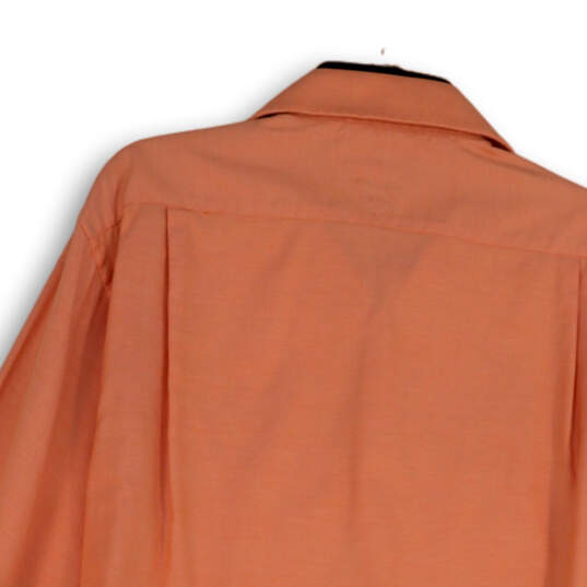 Mens Orange Long Sleeve Spread Collar Button-Up Shirt Size 15.5 34-35 image number 4
