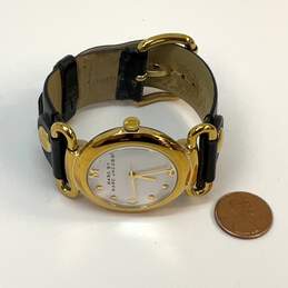 Designer Marc Jacobs 251405 Gold-Tone Black Leather Band Round Quartz Wristwatch