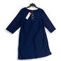 NWT Womens Blue Long Sleeve Knee Length Pullover Shift Dress Size 1X image number 1