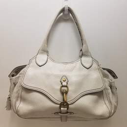 Cole Haan White Leather Drawstring Satchel Bag