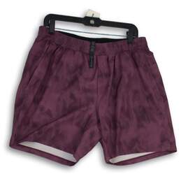 Womens Purple Elastic Waist Slash Pocket Pull-On Sweat Shorts Size X-Large