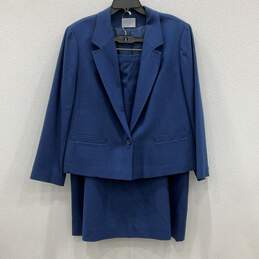 Pendleton Womens Navy Blue Notch Lapel Single-Breasted 2 Piece Skirt Suit Sz 22W
