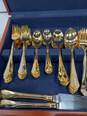 Hampton Silversmiths Gold/Silver Toned Flatware Set in Wooden Case image number 4