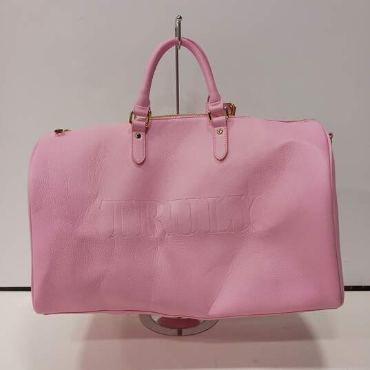 Truly Beauty Pink Vegan Leather Travel Duffle Bag image number 2