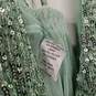Light Green Sequin Long Sleeve V Neck Wrap Gown Dress with Slit image number 4