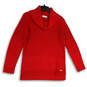 Womens Red Knitted Cowl Neck Long Sleeve Pullover Sweater Size Medium image number 1