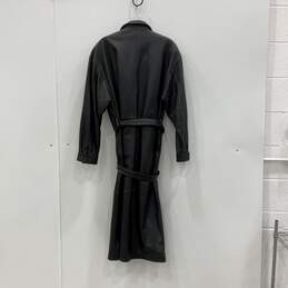 Leather Limited Womens Black Leather Belted Long Full-Zip Jacket Size Small alternative image