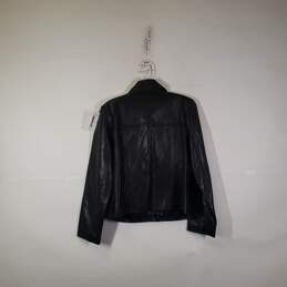 Womens Leather Long Sleeve Collared Motorcycle Jacket Size Medium alternative image
