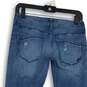 Express Womens Blue Denim Medium Wash Distressed Skinny Jeans Size 0 image number 4