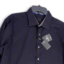 NWT Mens Black Check Spread Collar Long Sleeve Button-Up Shirt Size LT alternative image