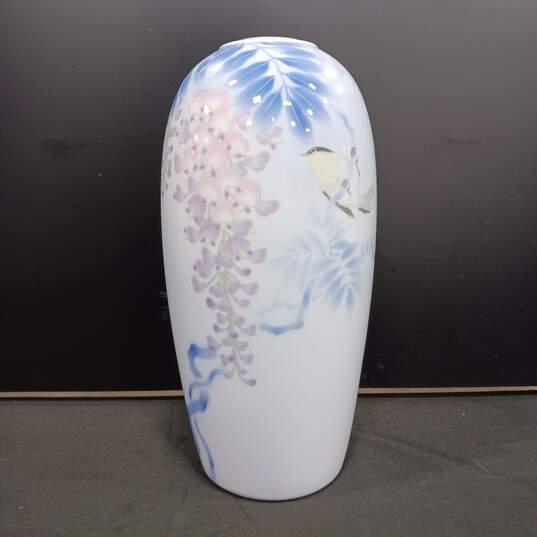Vintage Fukagawa Cherry Blossom Pattern w/ Bird Porcelain Vase image number 1