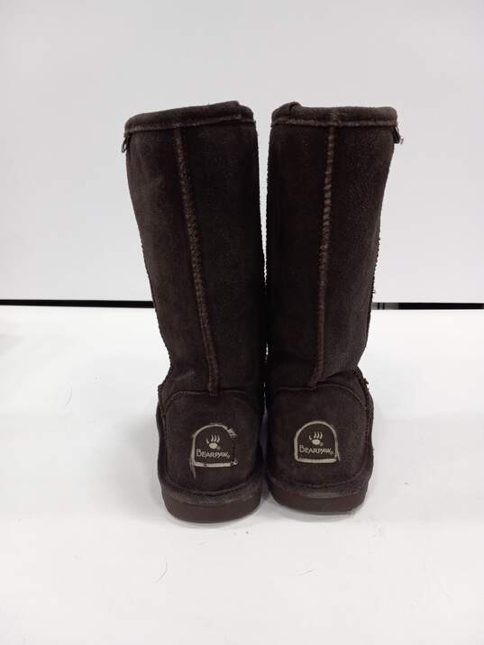 Bearpaw Women's Dark Brown Suede Shearling Boots Size 5 image number 4