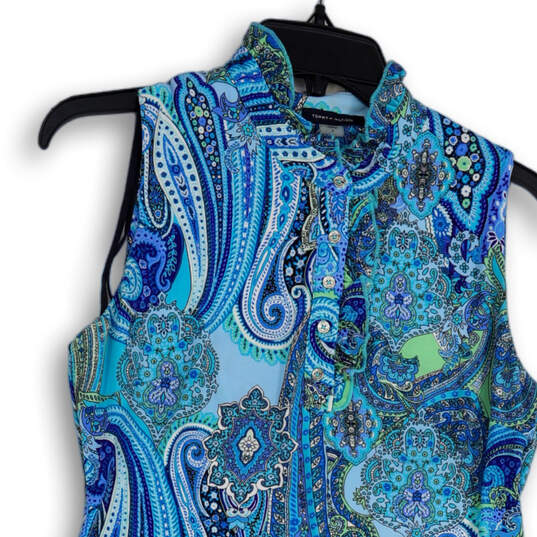 Womens Multicolor Paisley Sleeveless Button Front Shift Dress Size 4 image number 3