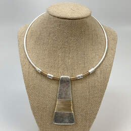 Designer Robert Lee Morris Soho Two-Tone Pendant Choker Necklace