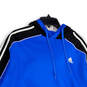 Mens Blue Black Kangaroo Pocket Drawstring Pullover Hoodie Size XL image number 3