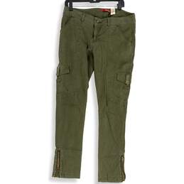 Womens Green Flat Front Ankle Zip Pockets Skinny Leg Cargo Pants Size 11