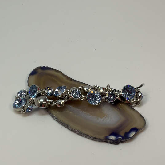 Designer Givenchy Silver-Tone Blue Stone Clasp Fashionable Chain Bracelet image number 1