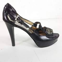 Michael Kors Black Leather Platform Peep Toe Pumps Women's Size 10M
