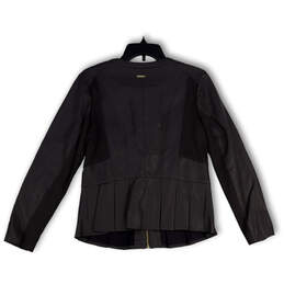 NWT Womens Gray Leather Long Sleeve Full-Zip Peplum Jacket Size Medium alternative image