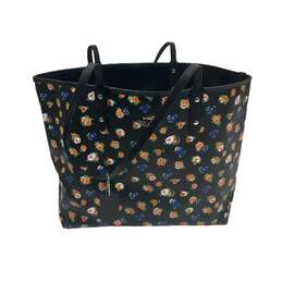 Reversible Tote Bag with Zipper Pouch Floral/ Black
