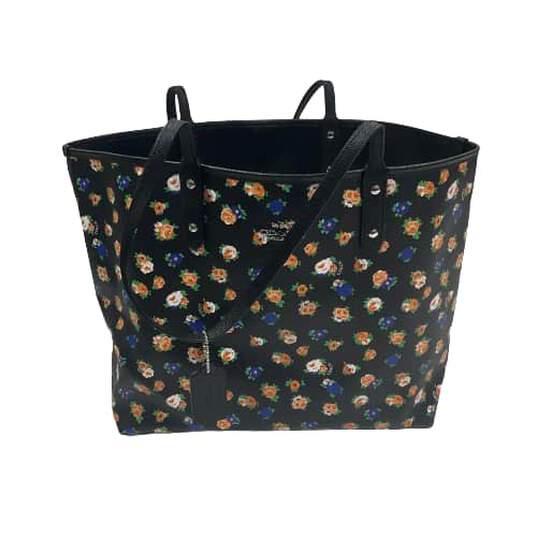 Reversible Tote Bag with Zipper Pouch Floral/ Black image number 1