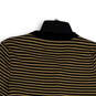 Womens Black Tan Striped Henley Neck 3/4 Sleeve Pullover T-Shirt Size P/S image number 4
