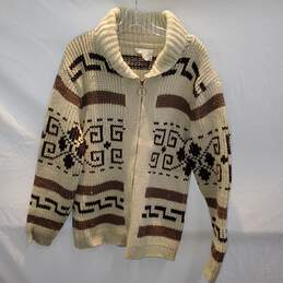 Pendleton High Grade Western Wear Wool Full Zip Knit Cardigan Sweater Size M