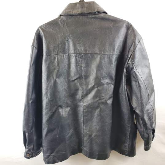Lobi Men Black Bomber Leather Jacket L image number 2