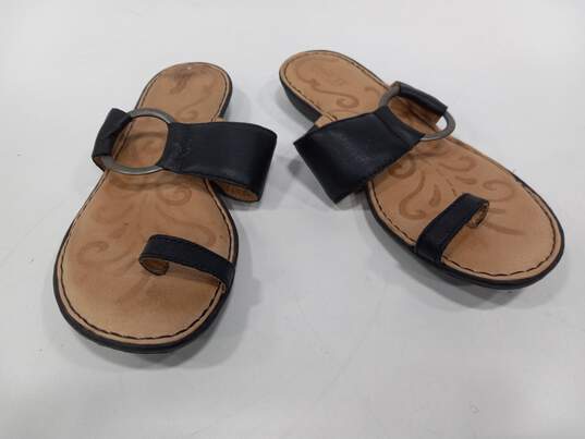 Born Women's Black Leather Slip-On Sandals Size 7M image number 1