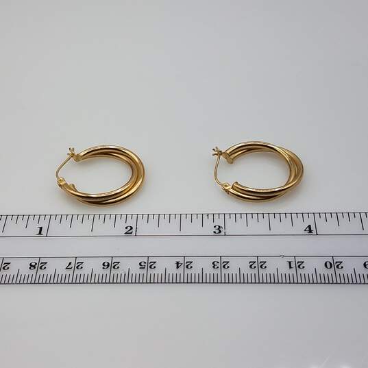 JJT Signed 10k Gold Earrings Hoops Pierced 1in 1.94g image number 3