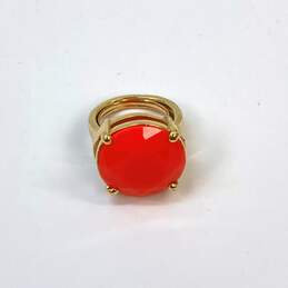 Designer Kate Spade New York Gold-Tone Red Stone Fashionable Band Ring alternative image