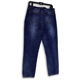 Womens Blue Denim Medium Wash Pockets Stretch Straight Leg Jeans Size 10 alternative image