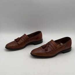 Mens Cody 1849 Brown Leather Calfskin Tassel Slip-On Loafer Shoes Size 10.5