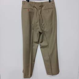 Mens Tan Pleated Front Pockets Stright Leg Button Dress Pants Size 34 alternative image