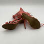 Womens Pink Leather Peep Toe Lace Up Zip Stiletto Gladiator Heels Size 10 image number 5
