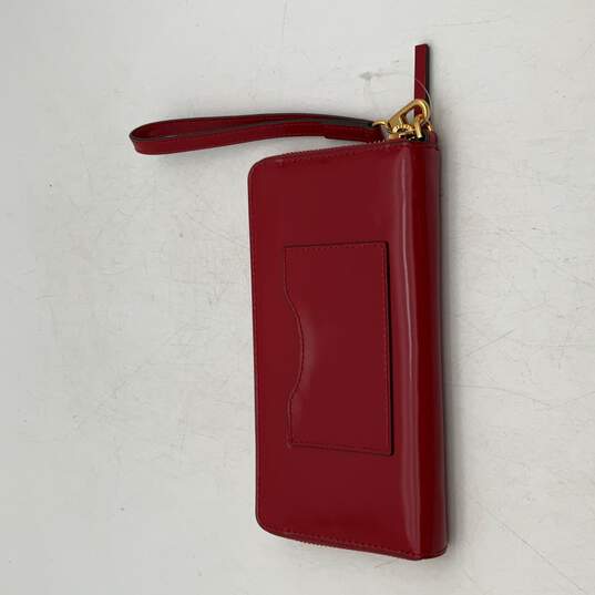 Tory Burch Womens Red Leather Inner Pocket Zip-Around Wallet image number 2