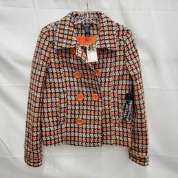 NWT Vertigo Paris WM's Orange & Beige Wool Blend Double Breast Jacket Size M