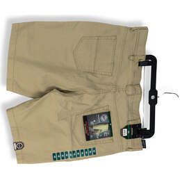 NWT Mens Beige Flat Front Security Zipper Pocket Stretch Chino Shorts Sz 40 alternative image