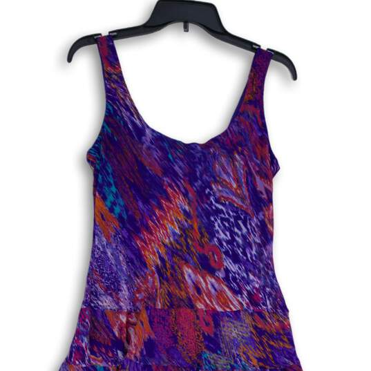 NWT Kasper Womens Purple Tie Dye Round Neck Sleeveless Fit & Flare Dress Size 10 image number 4