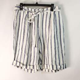 Chico's Women Blue Stripe Shorts Sz 1.5 NWT