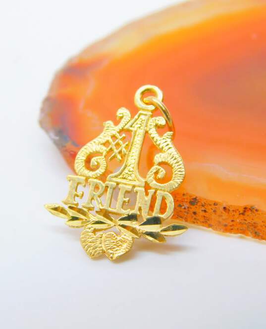 14k Yellow Gold Number 1 Friend Etched Pendant 0.9g image number 2