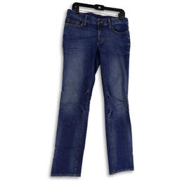 Womens Blue Denim Medium Wash Pockets Stretch Straight Leg Jeans Size 6