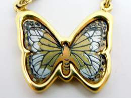 Vintage Crown Trifari Gold Tone Butterfly Pendant Necklace 8.5g alternative image