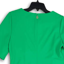 Womens Green Round Neck Short Sleeve Back Zip Shift Dress Size 12