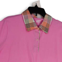 Mens Pink Short Sleeve Spread Collar Button Front Polo Shirt Size 1X
