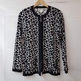 Misook Black & White Zip Sweater Women's XS