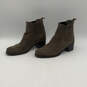 Womens Olive Green Suede High Block Heel Ankle Chelsea Boots Size 9.5 image number 2