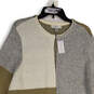 NWT Womens Multicolor Colorblock Knitted Open Front Cardigan Sweater Sz 1X image number 3
