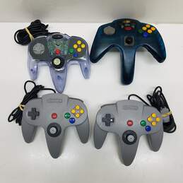 Lot of 4 Nintendo 64 N64 Controllers